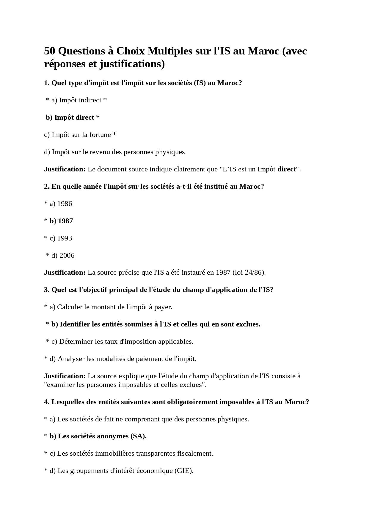 50 Questions à Choix Multiples sur l'IS au Maroc avec réponses et justifications PDF SEMISTRE....jpg