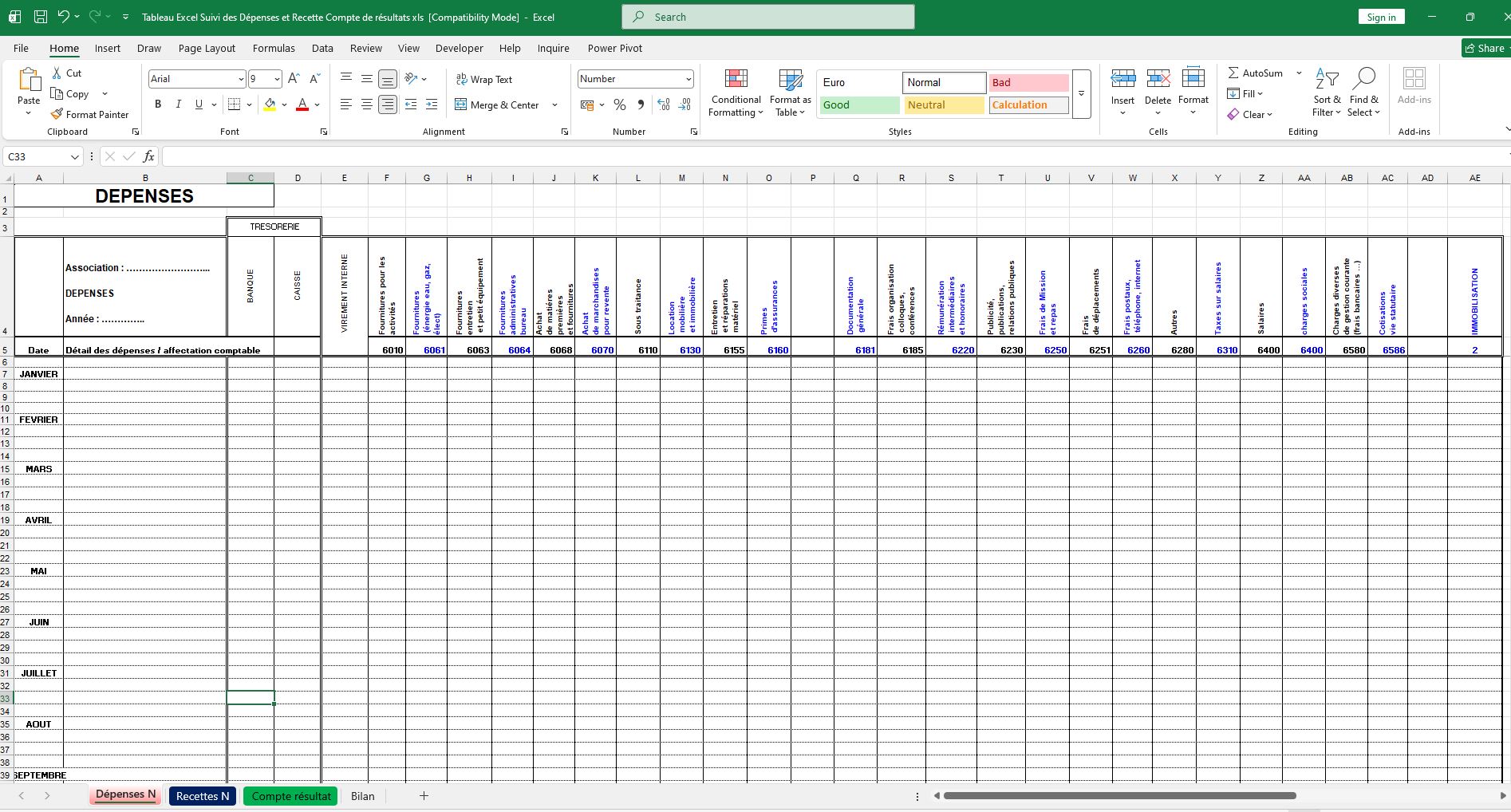 Tableau Excel Suivi des Dépenses et Recette Compte de résultats xls.JPG